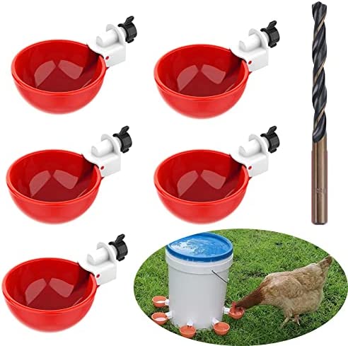 5Pcs Abreuvoirs Automatiques Kit, Volaille Automatique Abreuvoir, Abreuvoirs Automatiques De Poulet, Outil D'Abreuvement Pour Volaille,Convient Aux Oiseaux, Volailles, Pigeons, Poulets, Canards(Rouge)
