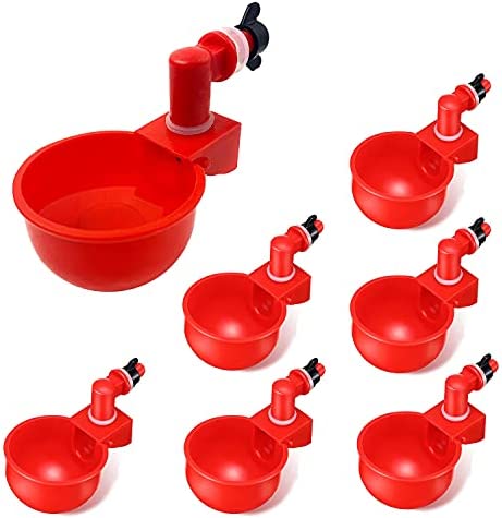 Ellxen 6pcs automatiques Supplies Abreuvoir Poules Tasses à Bol Bol en Plastique, Volailles Distributeurs D'eau Automatique de L'eau Potable Tasses pour Poussins Cailles Canards Bird