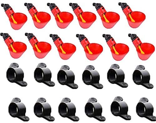 FBGood Distributeurs d'eau Automatique pour Poulet Canard Volaille - Automatique de l'eau Potable Tasses Bird Coop Feed Volaille Poulet Volailles Abreuvoir d'eau Potable Tasses (12 pcs)