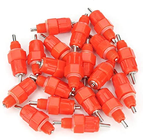 HEEPDD 20pcs Automatique Tétine Abreuvoir Poule Volaille Poulet Canard Poule Distributeur d'eau Le Style Vis à Vis élevage Alimentation du Bétail Abreuver équipement RougeÉquipement pour bétail