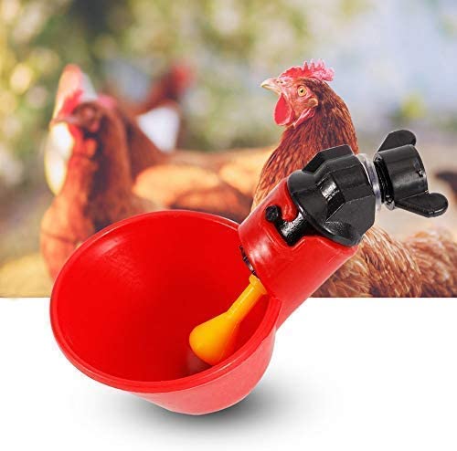 Jeffergarden 5 Pcs Breuvoir de Poulet en Abreuvoir Poules Chick Drinker Tasses Automatiques Chicken Acier Inoxydable Eau Côté Horizontal Mamelons Poulet Volaille Lapin Buveur (Bol à Eau à vis Fixe)