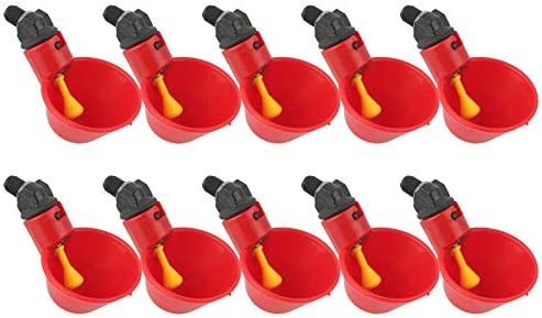 Wacent Lot de 10 gobelets automatiques pour abreuvoirs de Poulet, mangeoire pour volailles pour fermes de Poulet/cailles (Rouge)