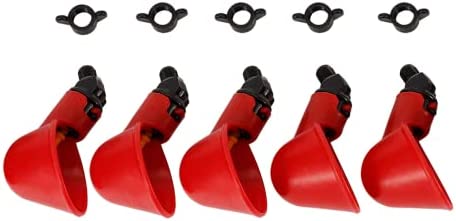 Weikeya Fontaine à Boire Automatique de caille, respectueuse de l'environnement, Facile à remplacer, gobelet à Boire de volaille Rouge ABS 5PCS de qualité supérieure Portable pour(Bol à vis Fixe)