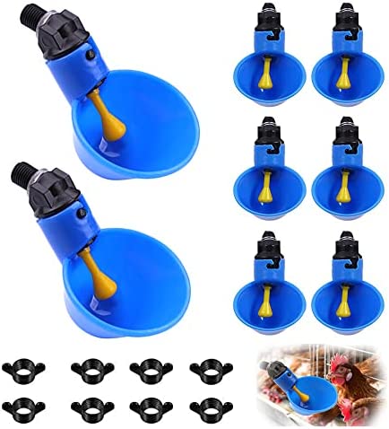 YANRU 8 pcs,Abreuvoir Poulet Plastique,Abreuvoir Poulet Automatique,Abreuvoir Poules,Abreuvoir Poulet Bleu,Fontaine à Boire La Ferme,Convient Aux Poules,Poussins,Canards,Oiseaux,Volailles (#1) Bleue